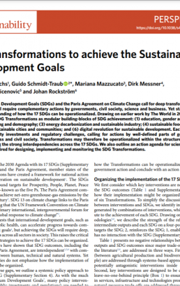 Six Transformations to achieve the Sustainable Development Goals