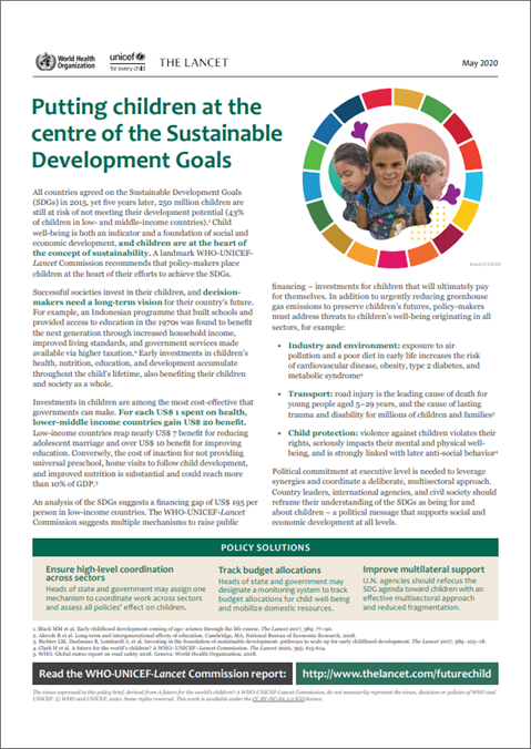 Putting children at the centre of the Sustainable Development Goals